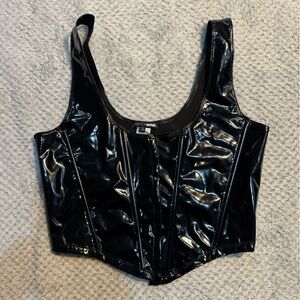 Fashion Nova Black Vinyl Crop Top
